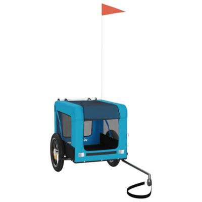 Hondenfietstrailer oxford stof en ijzer blauw en zwart - thumbnail