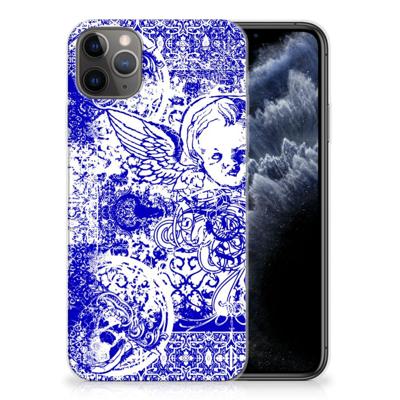 Silicone Back Case Apple iPhone 11 Pro Max Angel Skull Blauw Silicone Back Case Apple iPhone 11 Pro Max Angel Skull Blauw