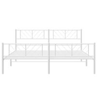 Bedframe met hoofd- en voeteneinde metaal wit 193x203 cm - thumbnail