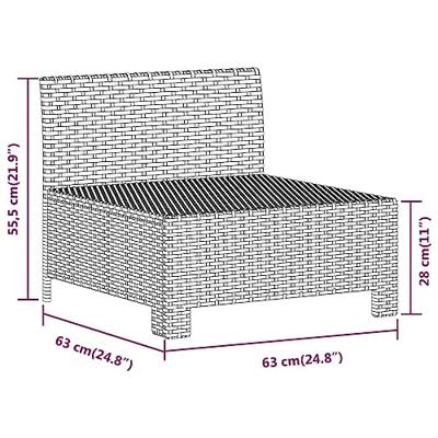 Tuinmiddenbank met kussens poly rattan grijs - thumbnail