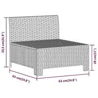 Tuinmiddenbank met kussens poly rattan grijs - thumbnail