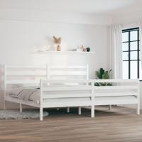 Bedframe massief grenenhout wit 200x200 cm - thumbnail