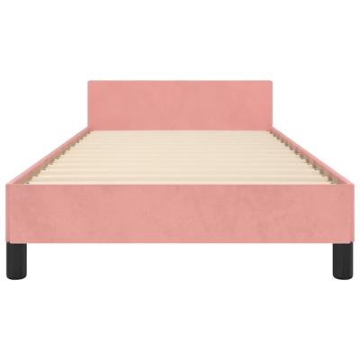 Bedframe met hoofdeinde fluweel roze 200x200 cm
