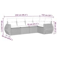 5-delige Loungeset met kussens poly rattan zwart - thumbnail