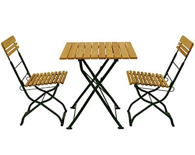 Hardhouten Bistroset 70 x 70 cm met groen metalen frame Hardhouten Bistroset 70 x 70 cm met groen metalen frame