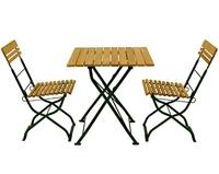 Hardhouten Bistroset 70 x 70 cm met groen metalen frame - thumbnail