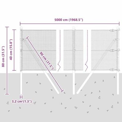 VidaXL Afrasteringspaal zilver 50 x 0,4 m (16 x 16 mm gaas) staal
