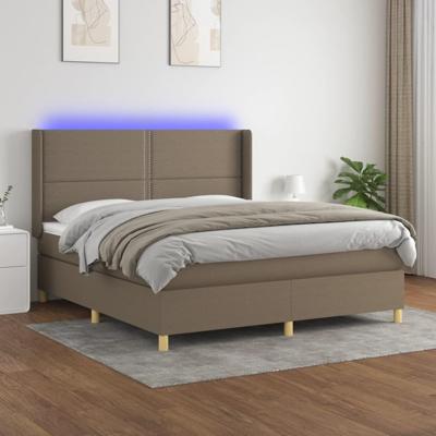 Boxspring met matras en LED stof taupe 180x200 cm