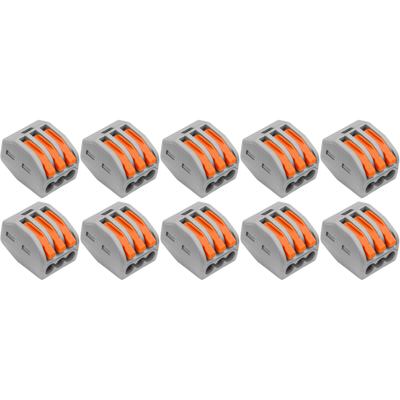 Lasklem Set 10 Stuks - 3 Polig met Klemmetjes - Grijs/Oranje