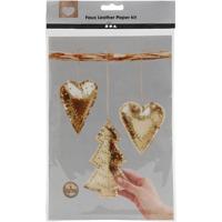 Creativ Company Faux leather kerstdecoraties, dikte 0,55 mm, goud, 1 set - thumbnail