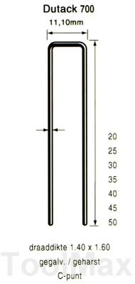 Dutack 10.8mm nieten | 45mm | 10.000 stuks - 5056043