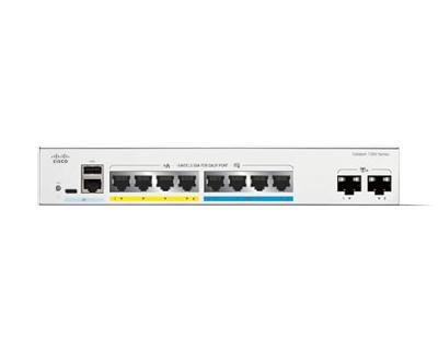 Cisco Catalyst 1300-8MGP-2X Managed Switch, 4 GE-poorten, 4 2.5GE poorten, PoE, 2 SFP+ 10GE poorten, beperkte levenslange bescherming (C1300-8MGP-2X)