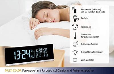 TFA Dostmann 60.2548.01 Wekker Zendergestuurd Zwart Alarmtijden 1 USB-aansluiting