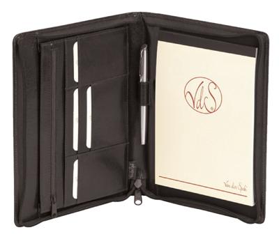 Schrijfmap van der Spek 358 A5 buffelleer met rits zwart