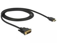 Delock 85582 HDMI-kabel DVI / HDMI Aansluitkabel DVI-D 18+1-polige stekker, HDMI-A-stekker 1 m Zwart Afgeschermd (drievoudig), Vergulde steekcontacten - thumbnail