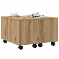 Salontafel 60x60x38 cm bewerkt hout artisanaal eikenkleurig - thumbnail