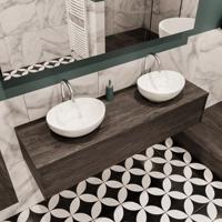 Mondiaz Lush Barco badmeubel eiken Dark brown 150 cm 1 lade mdf 2 waskommen beide zijden 2 kraangaten - thumbnail