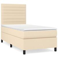 Boxspring met matras stof crèmekleurig 90x200 cm - thumbnail