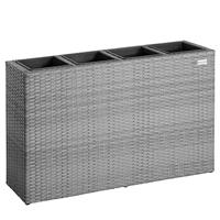 Polyrattan Bloembak 4 delig - Grijs - 95 x 27 x 60 cm - thumbnail