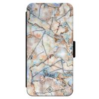 iPhone 13 flipcase - Marmer bruin blauw - thumbnail