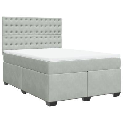 Boxspring met matras fluweel lichtgrijs 140x190 cm
