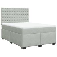 Boxspring met matras fluweel lichtgrijs 140x200 cm - thumbnail
