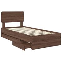 Bedframe met lade Bruine eik 100 x 200 cm Geconstrueerd hout - thumbnail