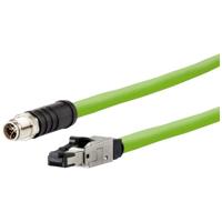 Metz Connect 142M6X18050 M12 Netwerkkabel, patchkabel CAT 6A SF/UTP 5.00 m Groen PUR-mantel, Zuurbestendig, Ozonbestendig, UV-bestendig, Geschikt voor - thumbnail