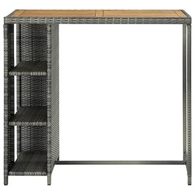 Bartafel met opbergrek 120x60x110 cm poly rattan grijs
