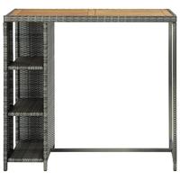 Bartafel met opbergrek 120x60x110 cm poly rattan grijs - thumbnail