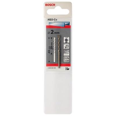 Bosch Accessories 2608585840 HSS Metaal-spiraalboor 2 mm Gezamenlijke lengte 49 mm Kobalt DIN 338 Cilinderschacht 1 stuk(s) Bosch Accessories 2608585840 HSS Metaal-spiraalboor 2 mm Gezamenlijke lengte 49 mm Kobalt DIN 338 Cilinderschacht 1 stuk(s)