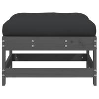 Tuinvoetenbanken met kussens 2 st massief grenenhout grijs - thumbnail