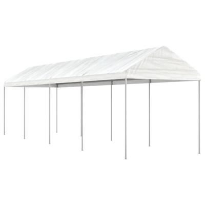 Prieel met dak 8,92x2,28x2,69 m polyetheen wit