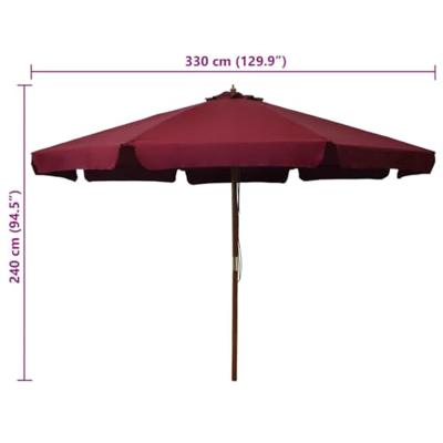 Parasol met houten paal 330 cm bordeauxrood