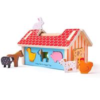 Bigjigs houten boerderij vorm sorteerbox - thumbnail