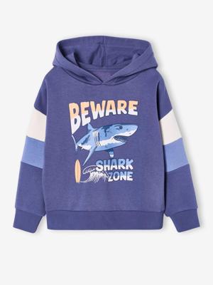 Sweater met capuchon met print leiblauw