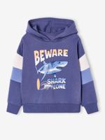 Sweater met capuchon met print leiblauw - thumbnail