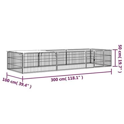 Hondenkennel 8 panelen 100x50 cm gepoedercoat staal zwart