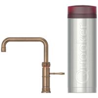 Quooker Classic Fusion Square Keukenkraan Set - Kokend Warm- en Koud Water - Messing Patina - Inclusief PRO3 Reservoir - thumbnail