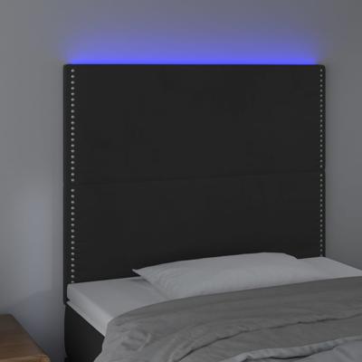 Hoofdbord LED 90x5x118/128 cm fluweel zwart - thumbnail