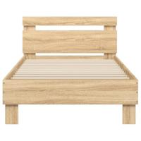 Bedframe met hoofdbord en LED sonoma eikenkleurig 90x190 cm - thumbnail