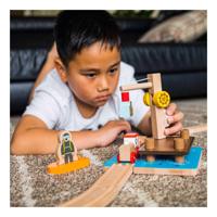 Bigjigs houten rails kraandok met duiker, 3dlg. - thumbnail