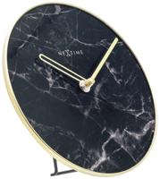 NeXtime ne-5222zw tafelklok marble table dia 20cm glas zwart - thumbnail