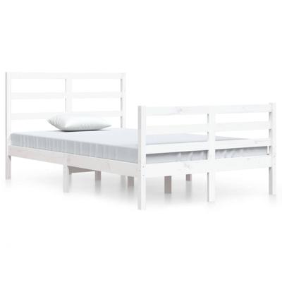 Bedframe massief grenenhout wit 120x200 cm