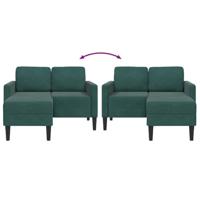 2-zitsbank met chaise L-vorm donkergroen 125 cm fluweel - thumbnail