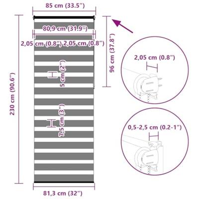 VidaXL Zebra rolgordijn 85x230 cm stofbreedte 80,9 cm polyester wit VidaXL Zebra rolgordijn 85x230 cm stofbreedte 80,9 cm polyester wit