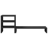 Monitorstandaard met bureau-organizer bewerkt hout zwart - thumbnail