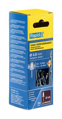 Rapid High Performance Blindklinknagels Ø 4.8x16mm + boor in blister (50 stuks)