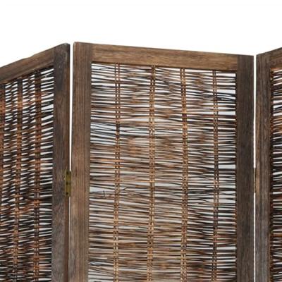 Kamerscherm met 4 panelen massief paulowniahout donkerbruin