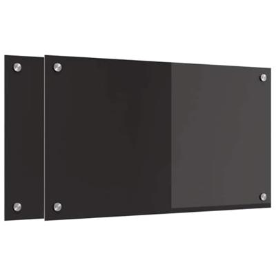 VidaXL Keuken achterwand 2 pcs zwart 70 x 40 cm gehard glas VidaXL Keuken achterwand 2 pcs zwart 70 x 40 cm gehard glas
